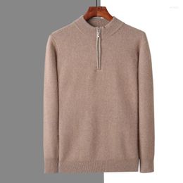 Men's Sweaters DjzDsm Men Mink Cashmere Sweater Thick Warm Round Neck Half Zip Jumper Trendy Autumn And Winter Base Shirt