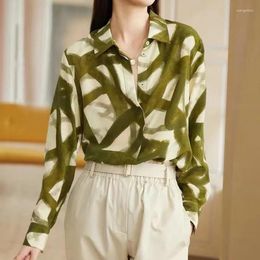 Women's Blouses Oil Painting Print Long Sleeve Shirts Women Fashion Casual Button Shirt Vintage Autumn Office Ladies Blouse Loose Clothes