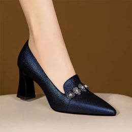 Womens Elegant Pumps High Heels Dress Shoes Pointed Toe Flowers Pearl Boat Shoes Slip on Office Work Zapatos mujer 1019N 240123