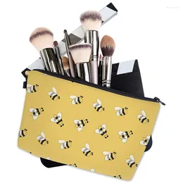 Cosmetic Bags Cartoon Animal Bee Insect Printed Bag Women Zipper Storage Travel Toiletry Lipstick Organiser Pouch