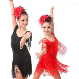 Stage Wear Ballroom Dancing Competition Tango Skirts And Dresses Latin Kids Dance Salsa Children For Girls Fringe Cha Dress Girl