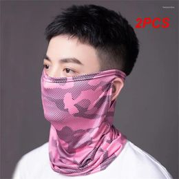 Bandanas 2PCS Men Women Sun UV Protection Solid Tube Scarf Buffs Head Face Neck Gaiter Cover Shield Dustproof Bandana Outdoor Sport