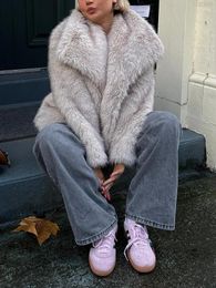 Women's Fur Vintage Faux Oversized Coats Women Fashion 2024 Autumn Winter Thick Warm Jackets Casual Pockets Elegant Outwears