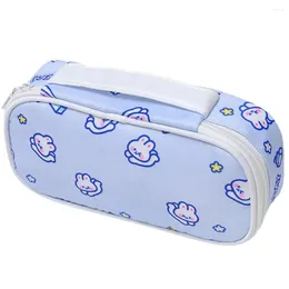 Large Capacity Pencil Pouch With Handle Polyester Teen Boys Girls Storage Bag For Stationery