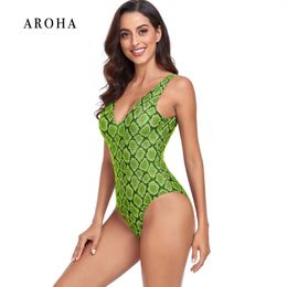 Women's Swimwear AROHA Sexy One Piece Swimsuit Black Retro For 2024 Women V-Neck Summer Monokini Beachwear Bathing Suits