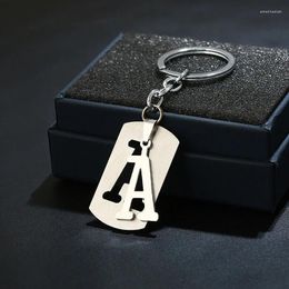 Keychains A-Z 26 Letters Stainless Steel Key Chain Charm Couple Double-Deck Metal Initial Alphabet Keyring For Car Handbag Pendant Gifts
