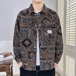 Men's Jackets Autumn 2024 Ethnic Coat Denim Jacket Loose Fashion China-Chic Print Casual Top High End Design Vintage Style