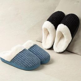 Slippers Autumn And Winter Warm Knit For Men Women Non-slip Thick Soles Indoor Couple Half Pack Shoes