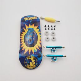 34mm Fingerboard Complete Set Real Wear Graphic Deck with Truck CNC Wheels for Professional Finger Skateboard 240125