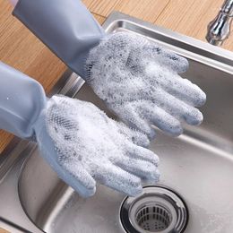 Disposable Gloves Dishwashing Silicone Kitchen Magic Cleaning Rubber Dish Washing Home Sponge Scrubber Tool