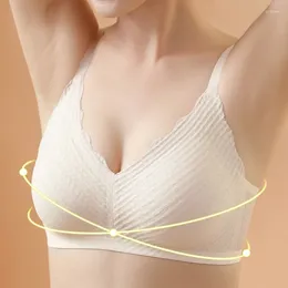 Bras Sexy Gathered V-Neck 3/4 Cup Seamless One Piece Bralette No Steel Ring Underwear Soft Breathable Women