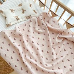Blankets Summer Baby Muslin Blanket 120 100cm Cute Cartoon Print Born Swaddle Wrap Cloth Infant Nnursing Cover Kids Bedding Stuffs