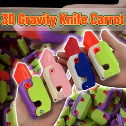 Decorative Figurines Explosive 3D Gravity Knife Carrot Decompression Push Card Small Toy Printing Silky