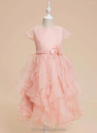 Girl Dresses Ball-Gown/Princess Scoop Tea-Length Organza Flower Dress/Flower Dresses/bridesmaid Dresses/wedding