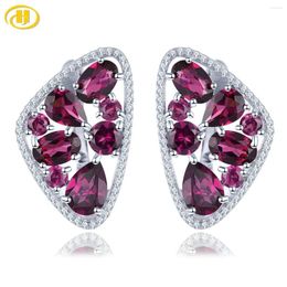 Hoop Earrings Natural Genuine Rhodolite Garnet Sterling Silver Clip 5.8 Carats Rose Women Romantic Fine Jewelrys Gifts