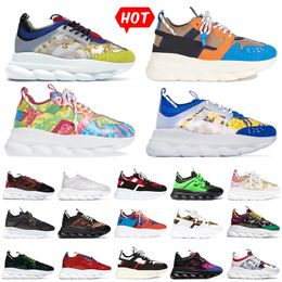 Top Quality Italy Chain Reaction Shoes Casual Designer shoes OG Reflective Height Triple Black White multi-color suede men women Fashion Platform Trainers Sneakers