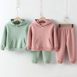 Clothing Sets Winter Children's Clothes Kids Warm Fleece Thick Hoodies Sweatshirt Tops Trousers Autumn Boy And Girl Outwear