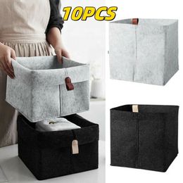 10Pcs Foldable Square Felt Storage Basket Large Capacity Wall Mounted Portable Home Bedroom Bathroom Box 240125