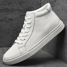 Genuine Leather White High Top Sneakers Men Skate Shoes Skateboard Black Big Size 48 49 Autumn Winter Plush 240202