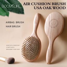 Natural Hair Brush Women Wide Tooth Hair Combs Healthy Paddle Cushion Massage Hairbrush Wooden Comb Hair Care Barber Accessories 240117