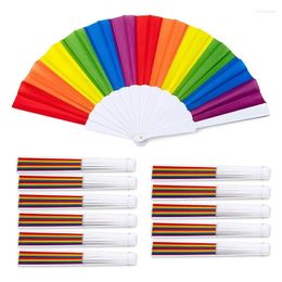 Decorative Figurines Rainbow Fans Summer Handheld Folding Fan For Wedding Party Decoration Festival Dance Hand