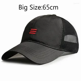 Ball Caps Summer Breathable Casual Baseball Cap For Men Quick Drying Outdoors Sports Trucker Big Head 65cm Male Large Size Peak