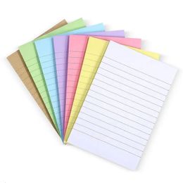 7 Pads Self-stick Note Pads Candy Colour Paper Memo Stickers Cross Striped Notepads 240122