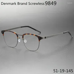 Sunglasses Frames 2024 Denmark Brand Titanium Glasses Frame 9849 Men Women Square Myopia Optical Eyewear Screwless Prescription Eyeglasses