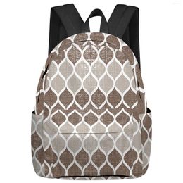 Backpack Medieval Geometric Brown Khaki Retro Women Man Backpacks Waterproof School For Student Boys Girls Laptop Bags Mochilas