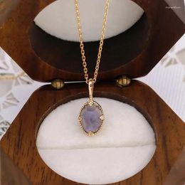 Chains LAMOON Vintage Neccklace For Women Natrual Gemstone Pendant Labradorite Cordierite 925 Sterling Silver Gold Plated Jewelry NI213