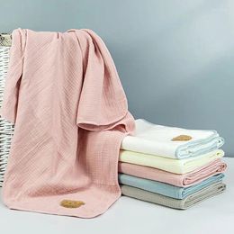 Blankets Portable Crepe Baby Quilt Solid Color 4 Layers Cotton Gauze Children Bath Towel Soft Cute Blanket For Babies 110 110cm Comforter