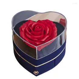 Decorative Flowers Romantic Birthday Box For Valentine's Day Artificial Transparent Ring Luxury Gift Anniversary