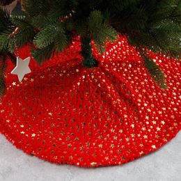 Christmas Decorations 90/122cm Red Tree Plush Skirt Five Star Printed Waterproof Non-woven Fabric Pad Decor