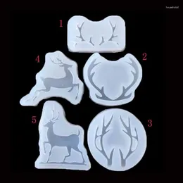 Baking Moulds 1pcs Deer And Antlers Liquid Silicone Mould DIY Resin Jewellery Pendant Necklace Lanugo Moulds For