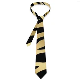 Bow Ties Black And Gold Tiger Print Tie Animal Fur Stripes Cosplay Party Neck Funny For Men Custom Collar Necktie Gift