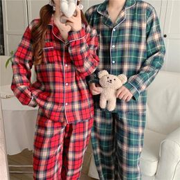 Women's Sleepwear Big Plaid Christmas Couple Pajama Sets Sanding Suit Women Men Home Clothes Soft Autumn Winter Pants Pyjamas S470