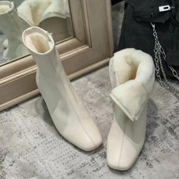 Boots 2024 Winter Fashion Round Head Solid Colour Plush Plus Warm And Comfortable Side Zipper External Wear Women's