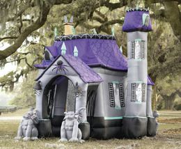 wholesale 6m 20ft Inflatable Halloween Arch Air Blown Demon Castle Purple Ghost Tunnel Haunted House for Party and Mall Halloween Decoration