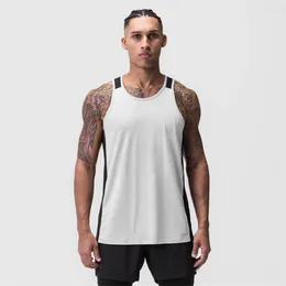 Men's Tank Tops Mesh Splice Workout Fitness Bodybuilding Sleeveless Shirt Clothing Sports Singlet Vest 2024 Men Top Gym Undershirt