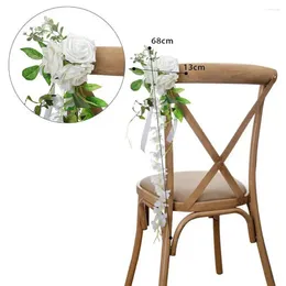 Decorative Flowers Outdoor Artificial Chair Back Flower Minimalist Style Simulation Rose Fake For Wedding Decoration