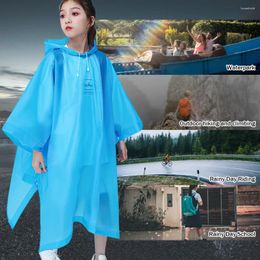 Raincoats Outdoor Rainwear Reusable Rain Ponchos With Drawstring Hood Coat Thicken For Boys Girls 6-12 Years Old Children