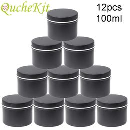 12Pcs 100ml Candle Jars With Lid Aluminum Travel Tin Candle Storage Box Organizer Candy Box Tea Can DIY Cream Cosmetic Container 240130