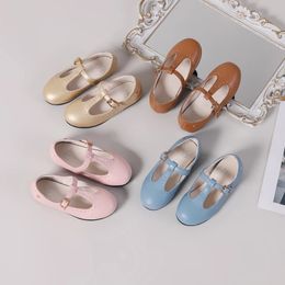 Spring Kids Princess Shoes Children T Bar Shoes Baby Girls Fashion Shos Toddler Ballet Flats Sweet Leather Shoes Mary Jane 240129