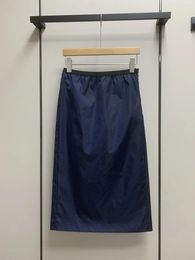 Skirts 2024 Elasticated Waist Back Slit Half Skirt Side Zipper