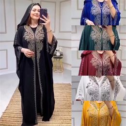 Ethnic Clothing African Beading Abayas Dresses For Women Fashion Dashiki Robe Muslim Femme Chiffon Hooded Evening Long Dress Africa