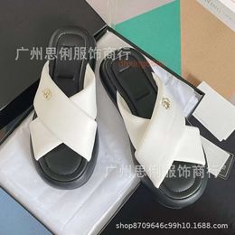 designer slides chaneles heels sandals Wind Cross Bread Slippers Summer Type Shit Stepping Cool Comfortable Casual Shoes Women 9VB9