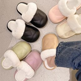 Slippers Women Waterproof Home Furry Shoes Couples Thick Platform Slides Warm Plush Non Slip Outdoor Cotton