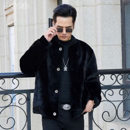 Baseball Collar Button Version Mens Mink Fur Coat Whole Integrated Jacket 8UX3