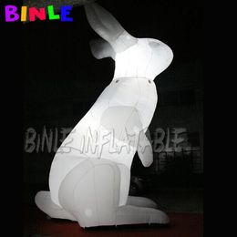 8mH (26ft) With blower wholesale Custom advertising white giant inflatable rabbit/animal cartoon/inflatables easter bunny with led light for sale