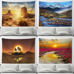 Tapestries Selling Landscape Series Tapestry Desert Sunset Style Wall Hanging Cloth Background Home Decoration